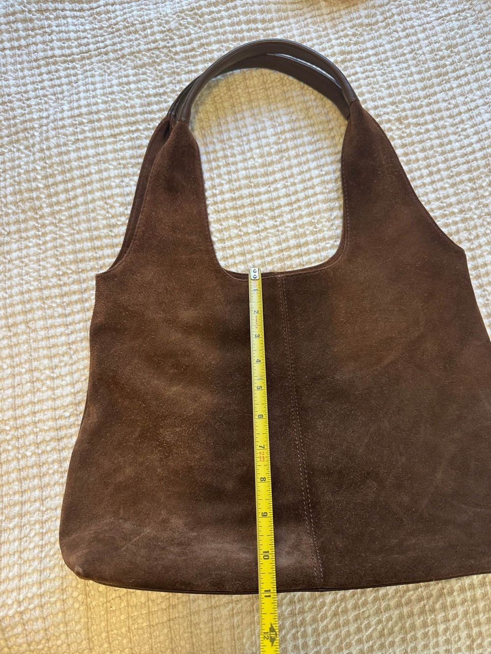 Brown Genuine Suede Tote Shoulder Bag - Picture 10 of 10